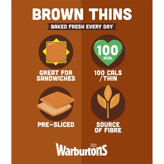 Warburtons brown sandwich thins 6 pack - British product