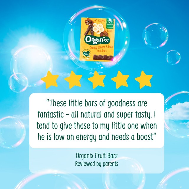 Organix banana and date fruit bars toddler snack multipack 6x17g, imported from the UK