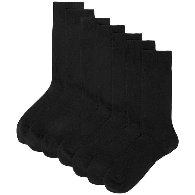 M&S mens cotton socks black 7 pack 9-12, imported from the UK