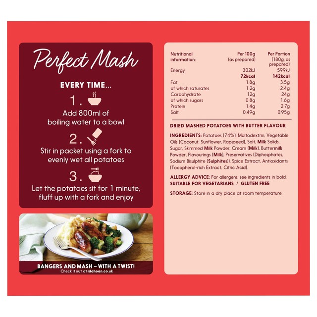 Idahoan Buttery dried mashed potato mix 183g, UK version