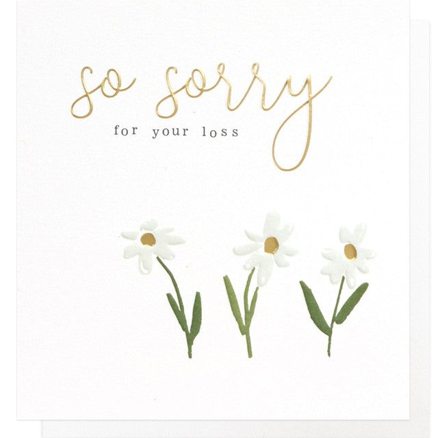 Caroline Gardner Daisies Sorry For Your Loss sympathy card 146x140mm - British product