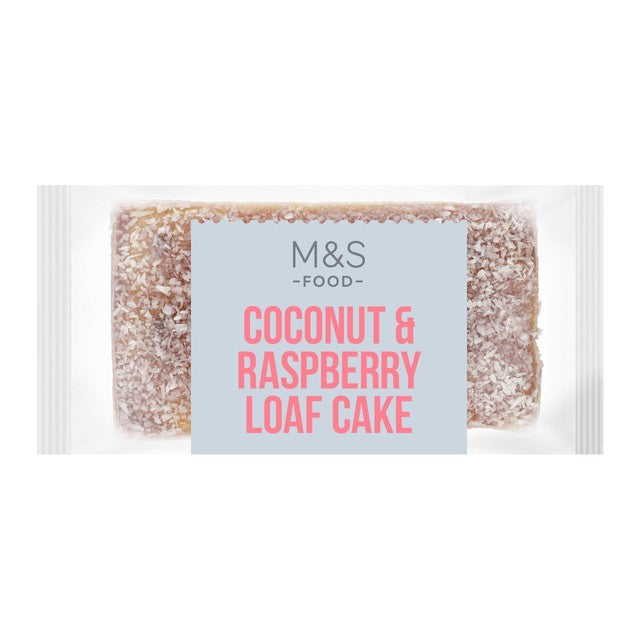 M&S Coconut & Raspberry Loaf Cake 266g, imported from the UK