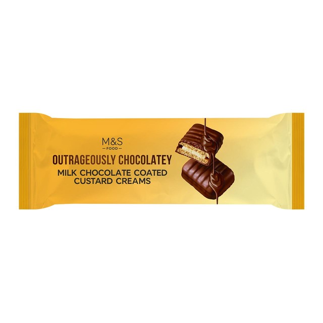 M&S milk chocolate coated custard cream biscuits 191g, imported from the UK