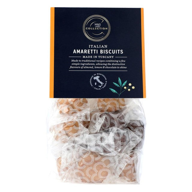 M&S Italian Amaretti almond biscuits 220g, imported from the UK