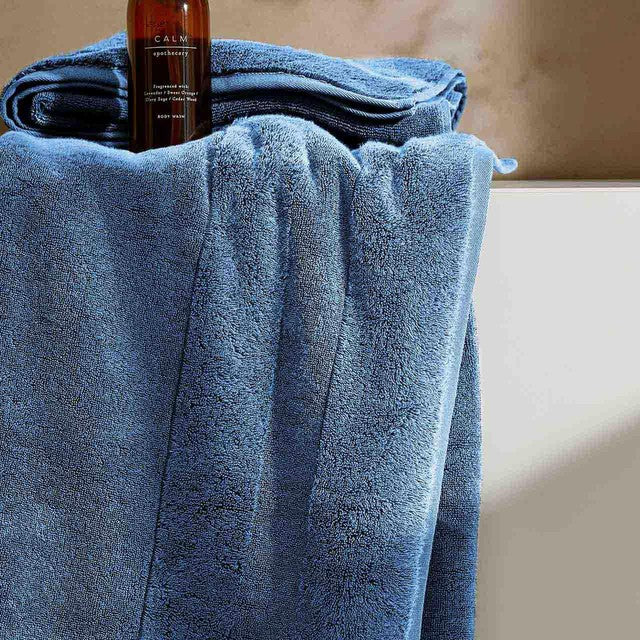 M&S Turkish Cotton Towel Bath Sheet Denim, imported from the UK
