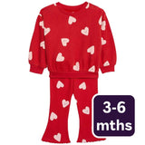 M&S baby heart print sweat outfit red, imported from the UK