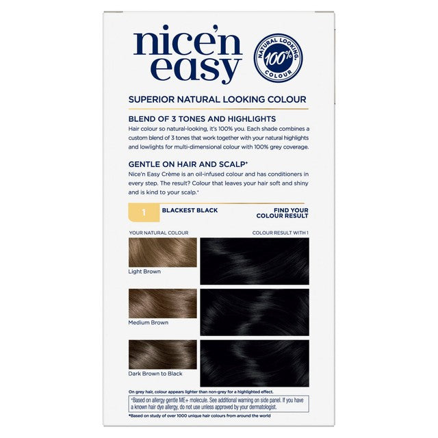 Clairol permanent hair dye in Blackest Black - British product
