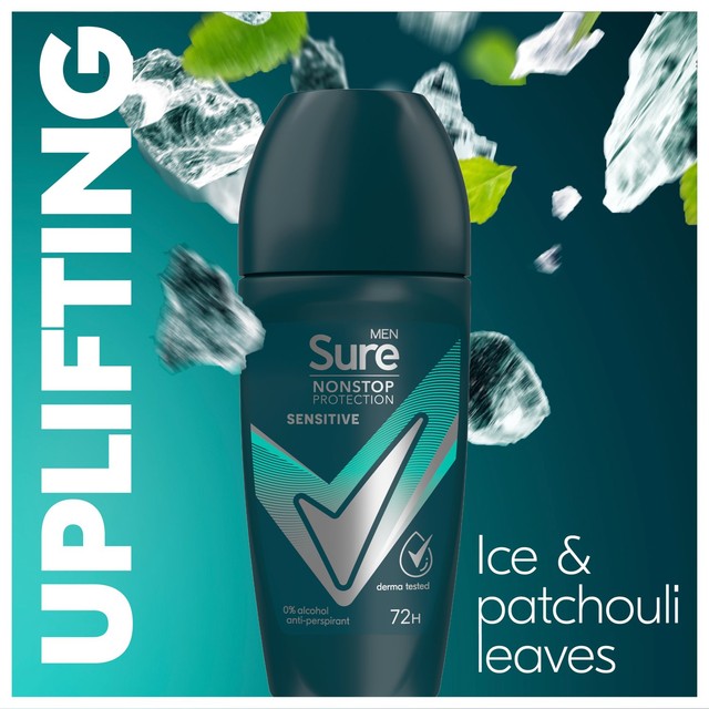 Sure men nonstop sensitive anti-perspirant deodorant roll on 50ml (British brand)