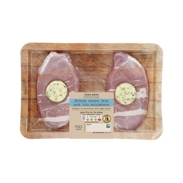 M&S pork saltimbocca 300g, imported from the UK