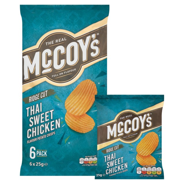 McCoy's Thai Sweet Chicken crisps 6 pack, imported from the UK
