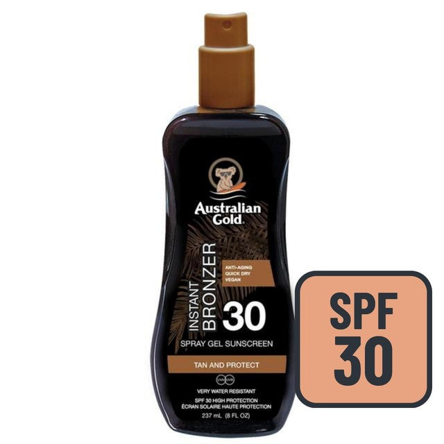 Australian Gold SPF 30 sunscreen spray with instant bronzer 237ml - British product