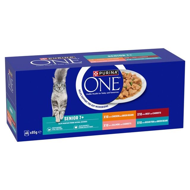 Purina One Senior cat food mixed selection 40x85g, imported from the UK