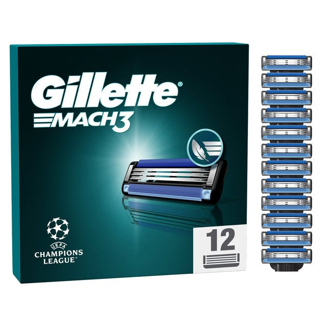 Gillette Mach3 razor blade refills 12 pack, UK version