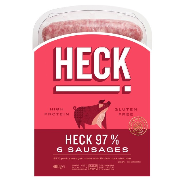 HECK 97% pork gluten free sausages 400g, UK version