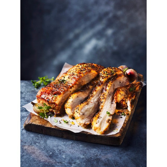 M&S salt and pepper pork belly joint 720g, imported from the UK