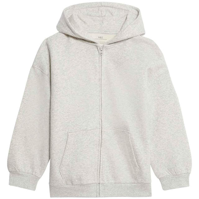 M&S girls zip hoodie grey marl 7-8 years imported from the UK