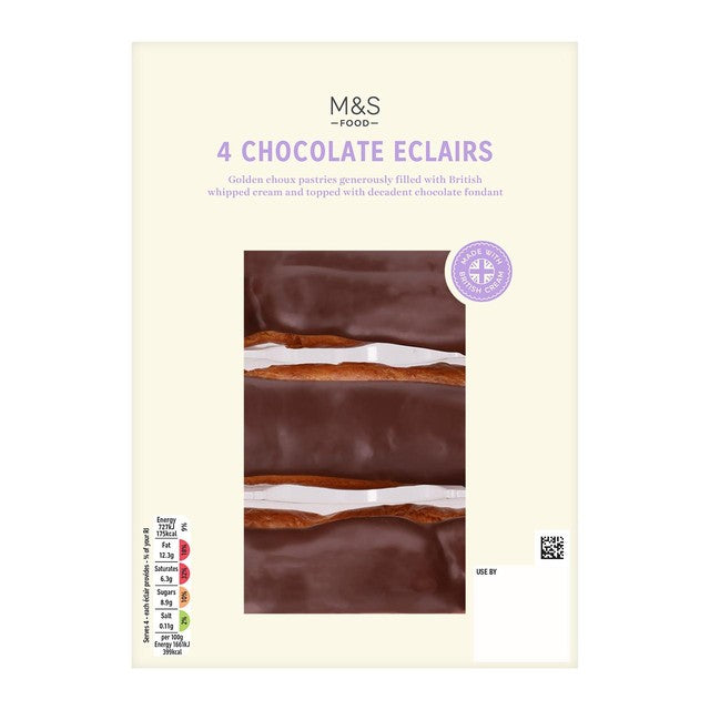 M&S chocolate eclairs 4 pack, imported from the UK