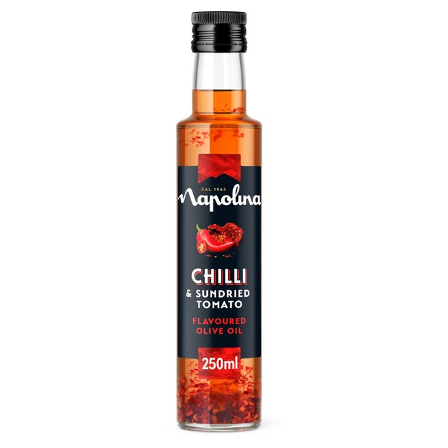 Napolina chilli & sundried tomato flavoured olive oil 250ml, imported from the UK