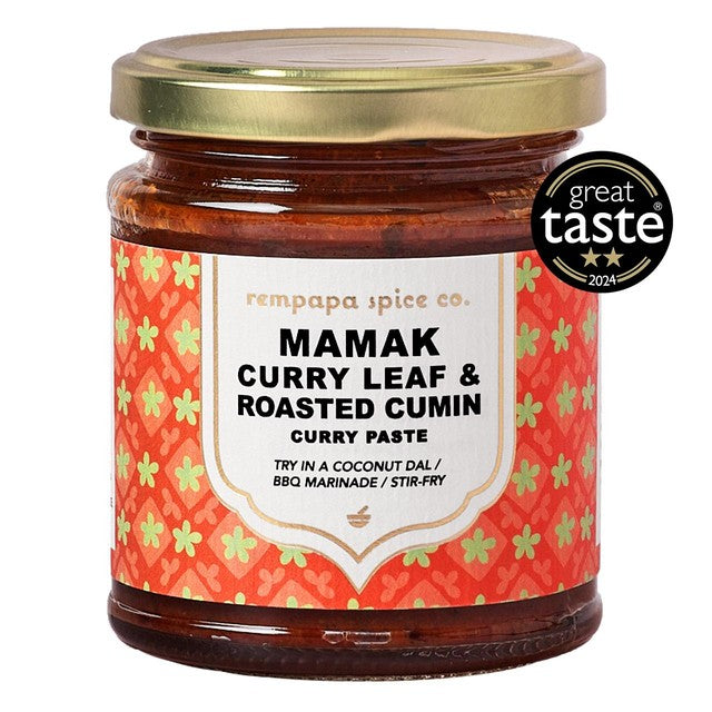 Rempapa Mamak Curry Leaf Roasted Cumin Paste 180g jar, imported from the UK