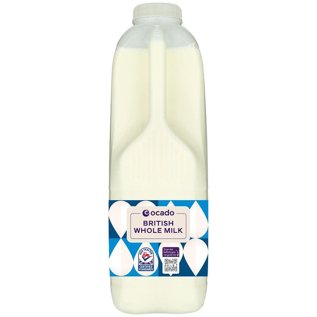 Ocado whole milk 2 pints, imported from the UK