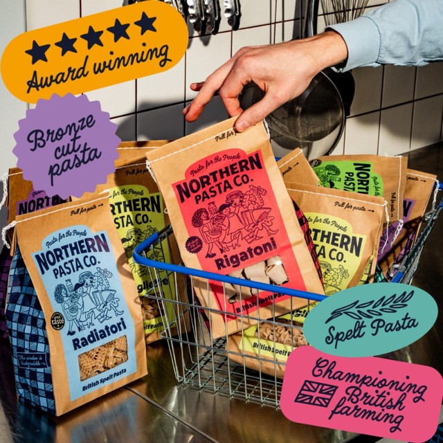 Northern Pasta Co. Radiatori spelt pasta 450g, imported from the UK