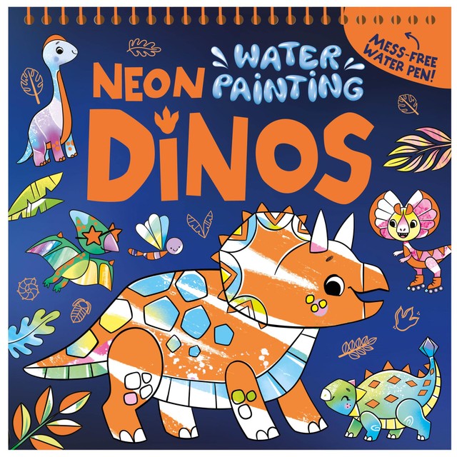 Igloo Books Neon Dinos Water Painting Book 276g, imported from the UK