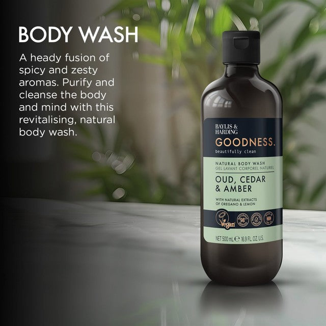 Baylis & Harding Body Wash Oud Cedar Amber 500ml - British product