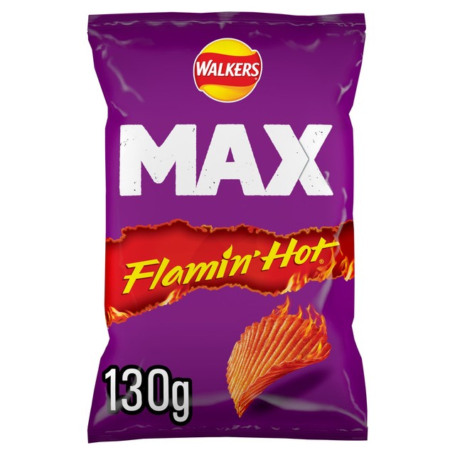Walkers Max Extra Flamin' Hot Sharing Crisps 130g (British brand)