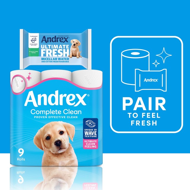 Andrex Complete Clean toilet tissue 24 rolls - British product