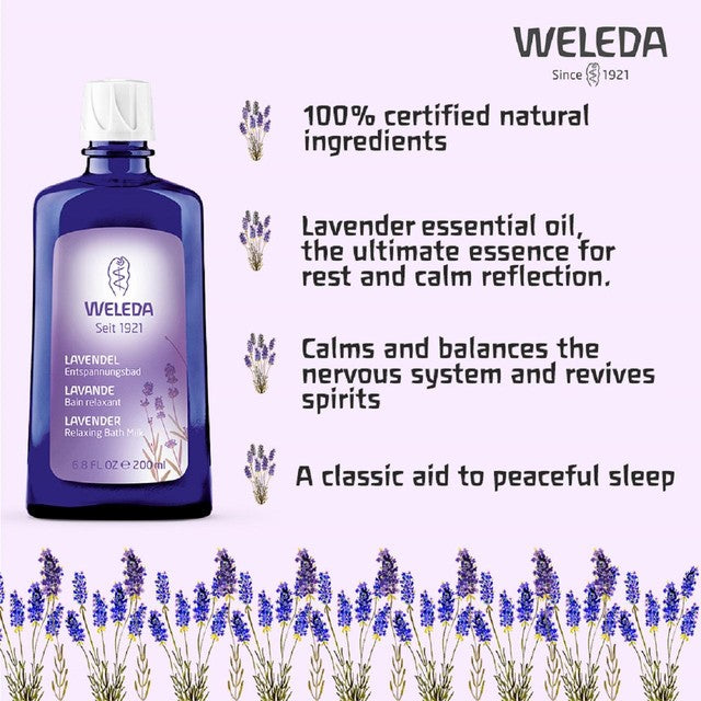Weleda Lavender Relaxing Bath Milk, Lavender Bath Soak Natural Vegan
