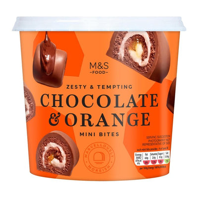 M&S Chocolate & Orange Mini Bites Rouleaux génoises au chocolat 310g