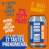 Irn-Bru Sugar Free Soft Drink 24 pack, imported from the UK