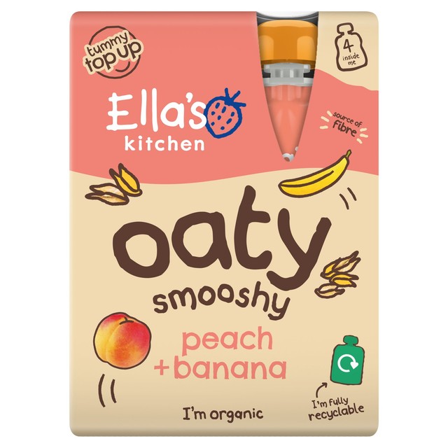 Ella's Kitchen oaty peach and banana baby food pouch 4 x 90g - British product
