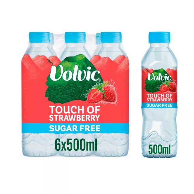 Volvic strawberry flavoured water 6 x 500ml multipack (British brand)