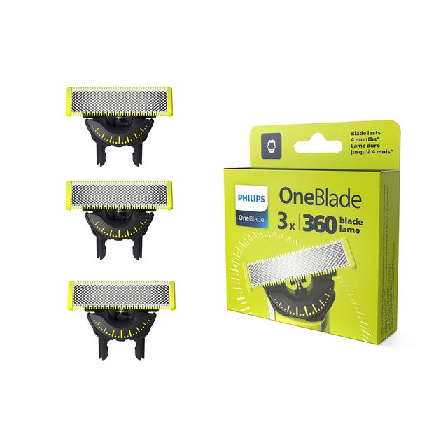 Philips OneBlade 360 face replacement blades 3 pack, imported from the UK