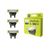 Philips OneBlade 360 face replacement blades 3 pack, imported from the UK