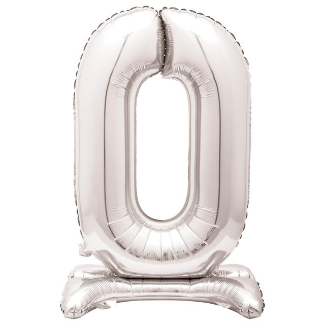 Unique Party Giant Silver Foil Number 0 Balloon 30 inches, UK version