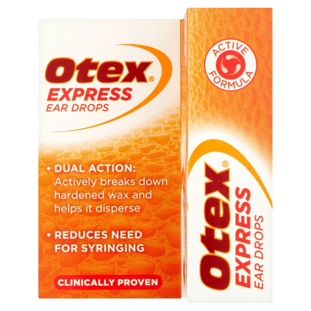 Otex Express eardrops 10ml, imported from the UK