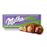 Milka hazelnut milk chocolate bar 250g, imported from the UK