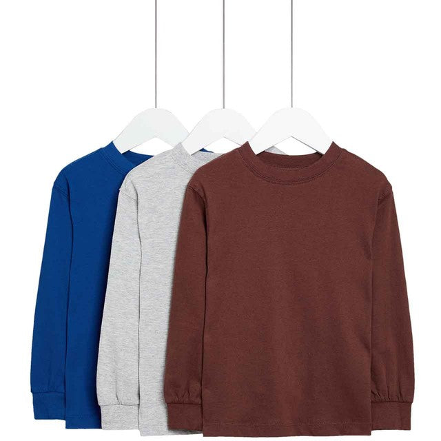 M&S long sleeve children's tops blue plain stripe, imported from the UK