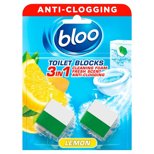 Bloo lemon toilet cistern cleaner blocks 2 x 50g - British product