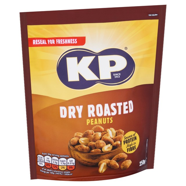 KP dry roasted peanuts 250g, UK version