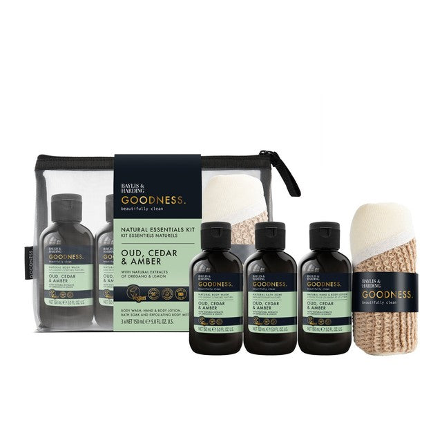 Baylis & Harding Oud Cedar & Amber bath and body gift set - British product
