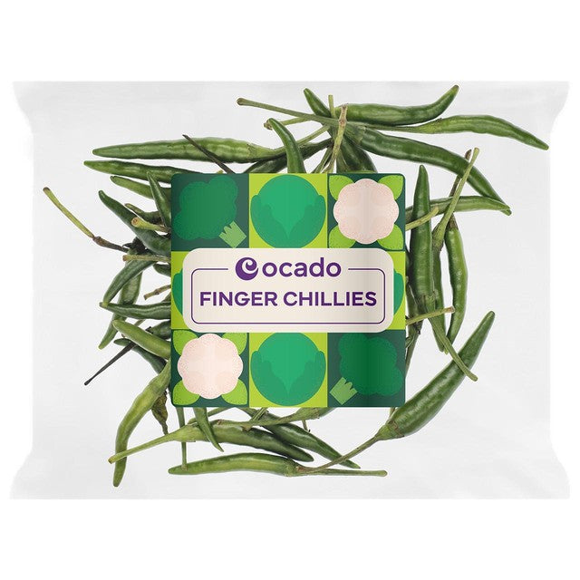 Ocado Finger Chillies green slender 80g, imported from the UK
