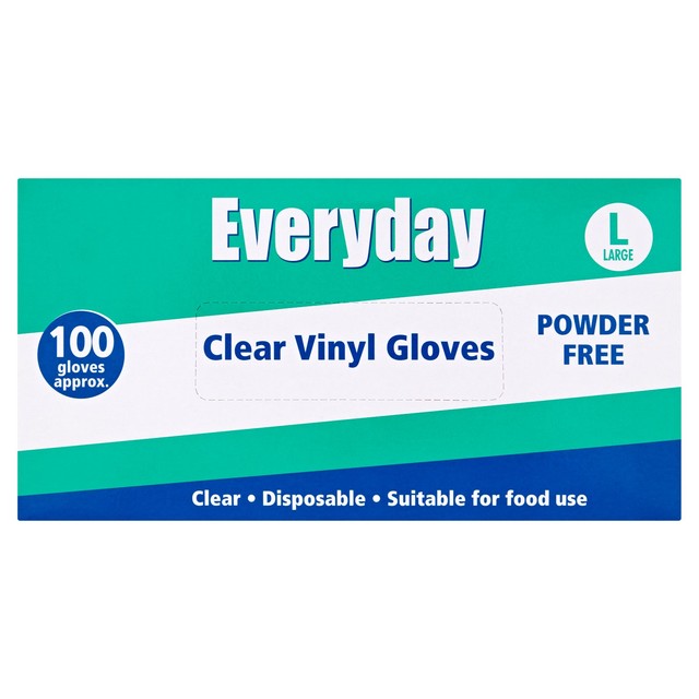 Everyday Gloves vinyl disposable gloves powder free L - British product