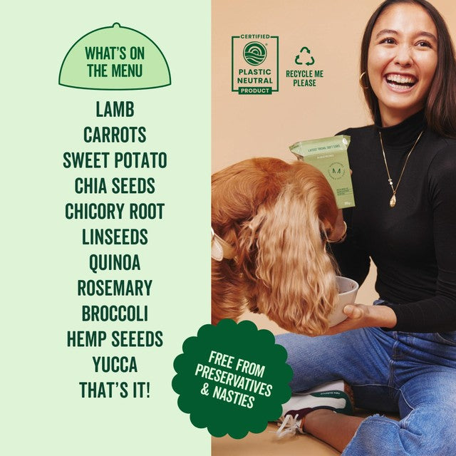 Marleybones wet dog food Lamb & Superfoods 390g, imported from the UK