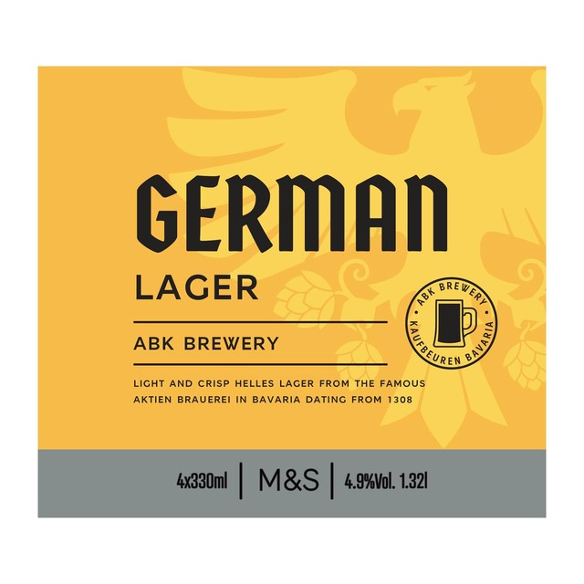 M&S German Lager 4 x 330ml, imported from the UK