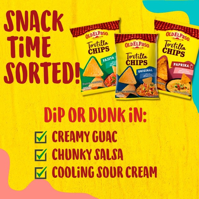 Old El Paso Fajita tortilla chips 185g, imported from the UK