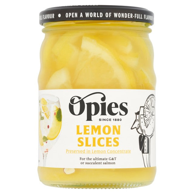 Opies preserved lemon slices in lemon juice 350g, imported from the UK