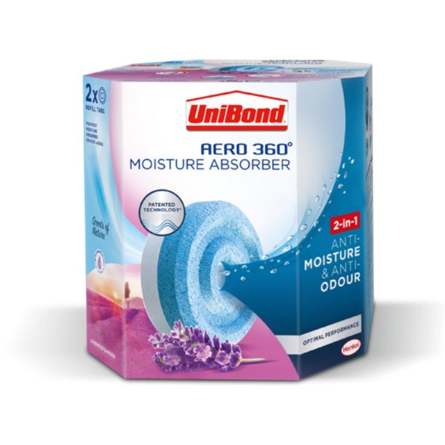 Unibond Aero 360 Lavender Moisture Absorber Refills 2-Pack (British brand)